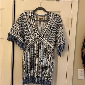 Tory Burch Blue and White Striped Top